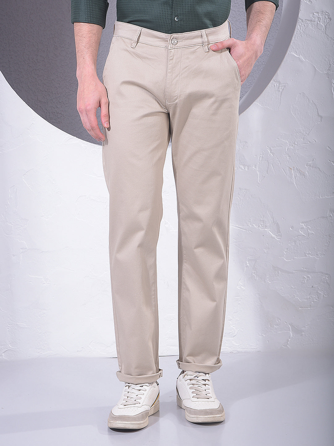 Smart Beige Straight Trousers