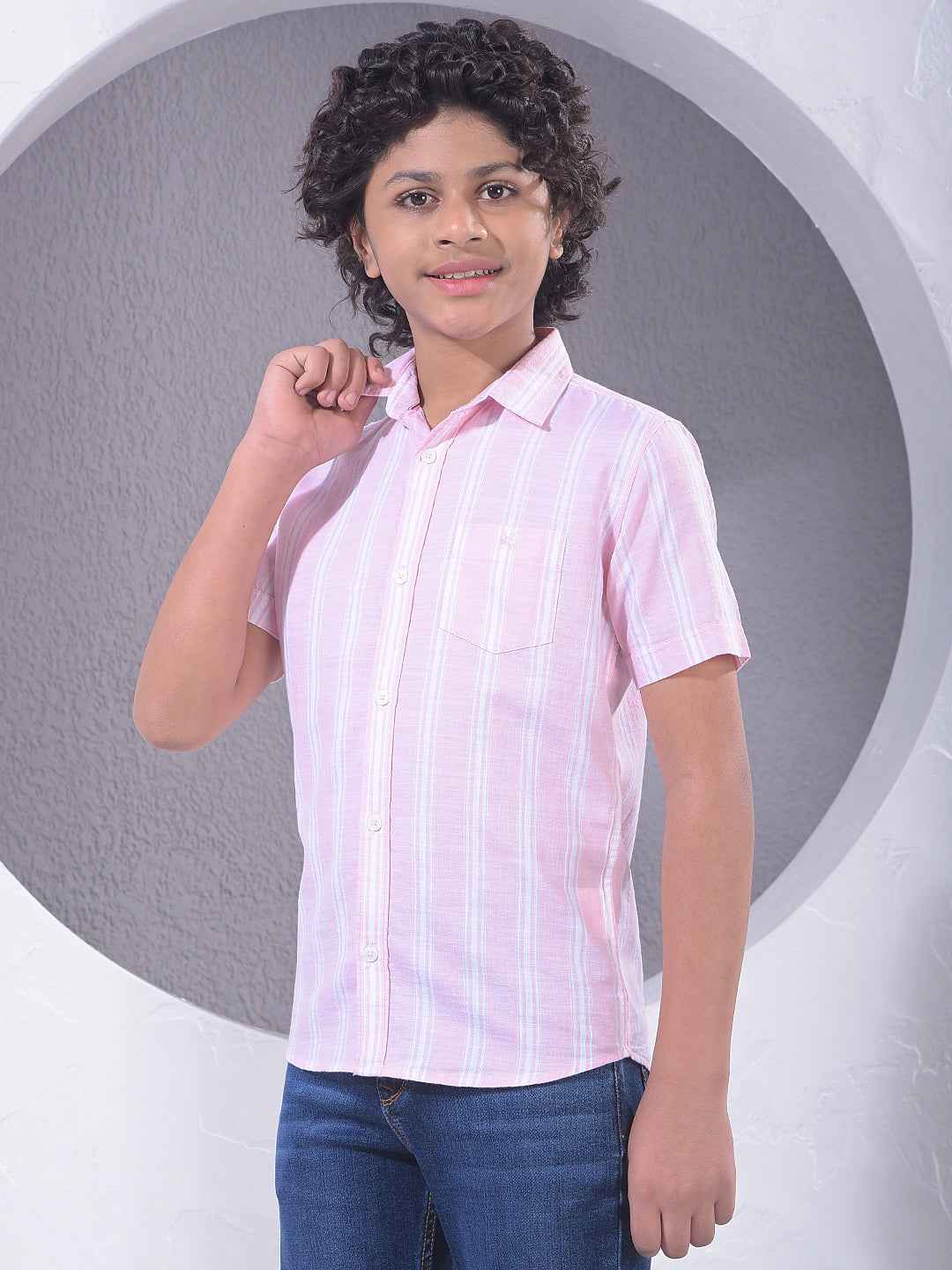 Pink Vertical Stripes 100% Cotton Shirt