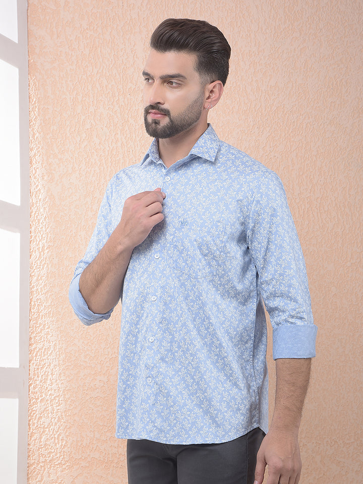 Printed 100% Cotton Blue Shirt