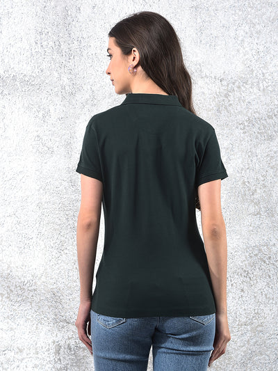 Green Cotton T-Shirt-Women T-shirts-Crimsoune Club