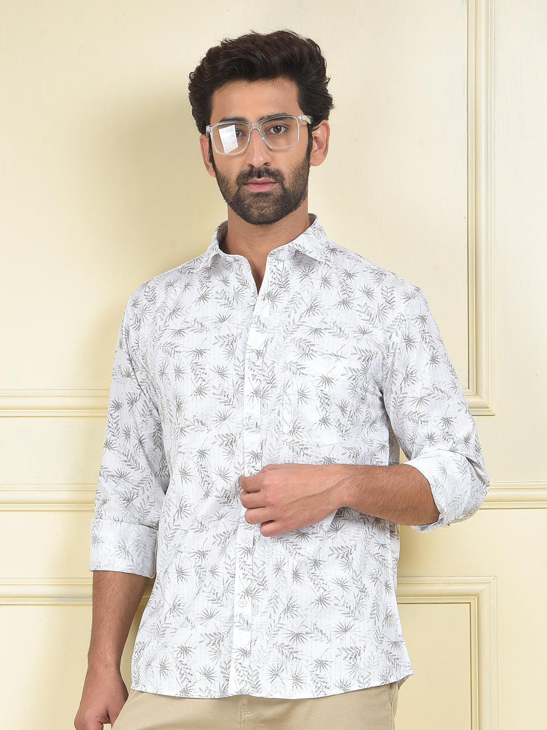 Clean Cut White Floral Print Shirt
