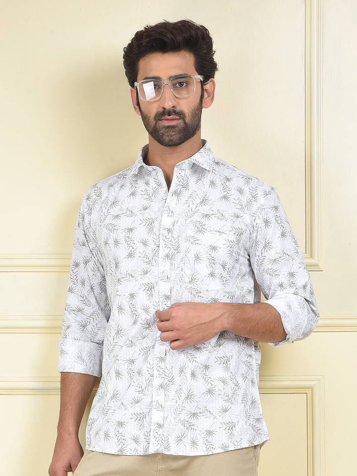 Clean Cut White Floral Print Shirt