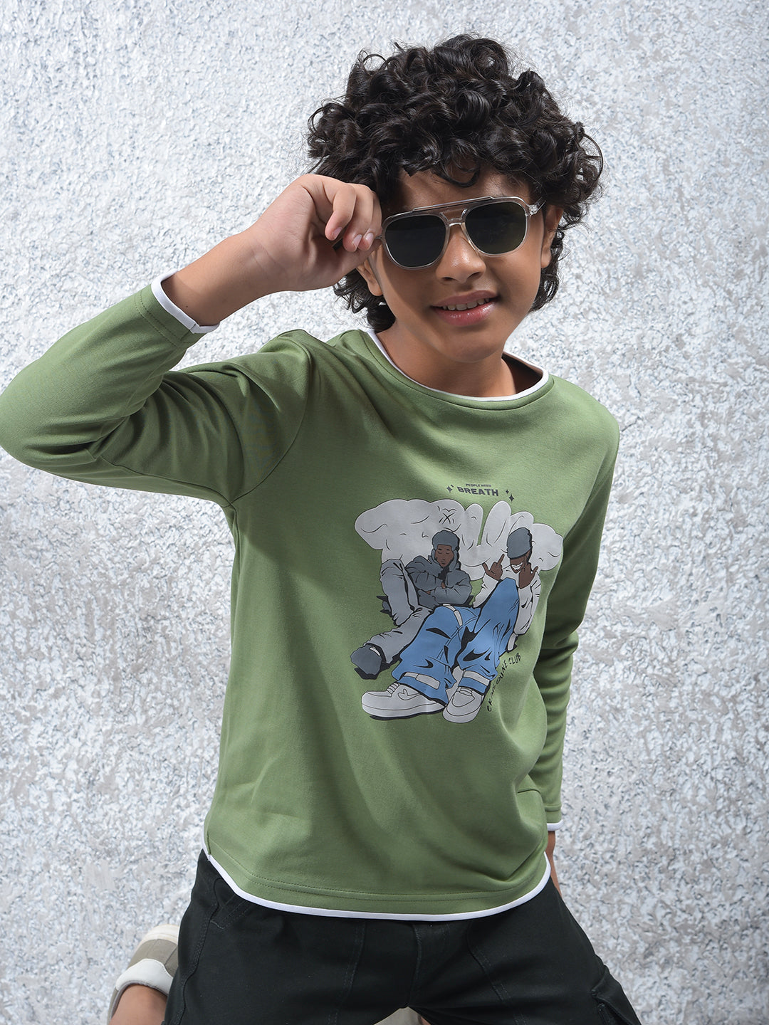 Green Graphic Print 100% Cotton T-Shirt
