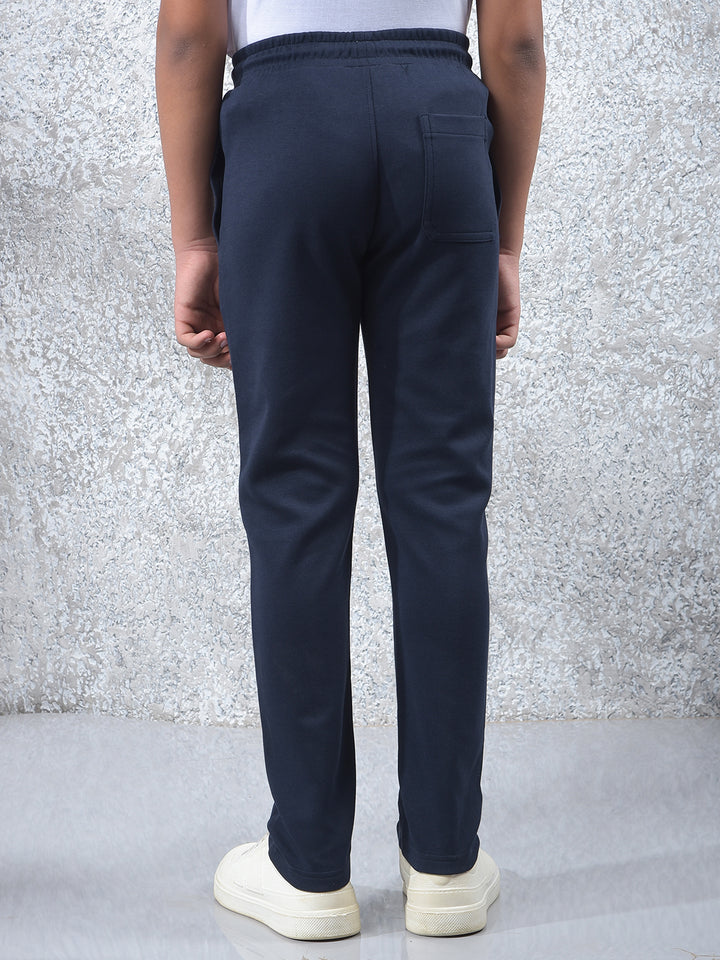 Tapered Fit Navy Blue Trackpants