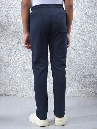 Tapered Fit Navy Blue Trackpants