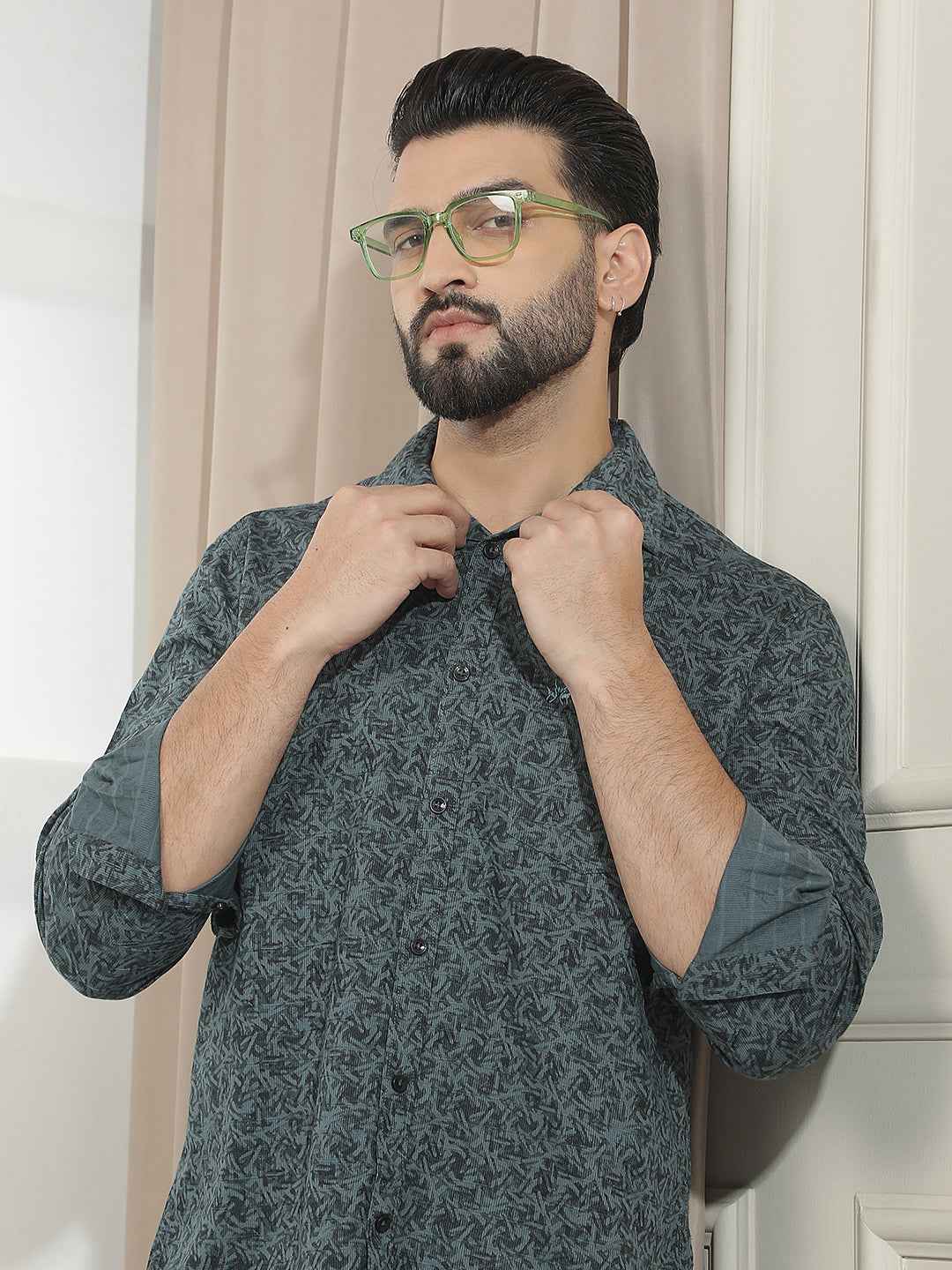 Green Abstract Print Shirt