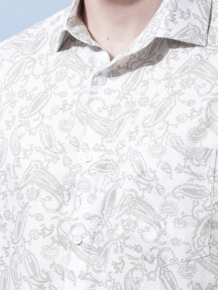 Green Floral Print 100% Cotton Shirt