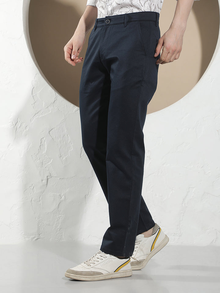 Navy Blue Chino Straight Trousers