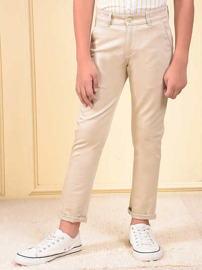 Beige Printed Trousers