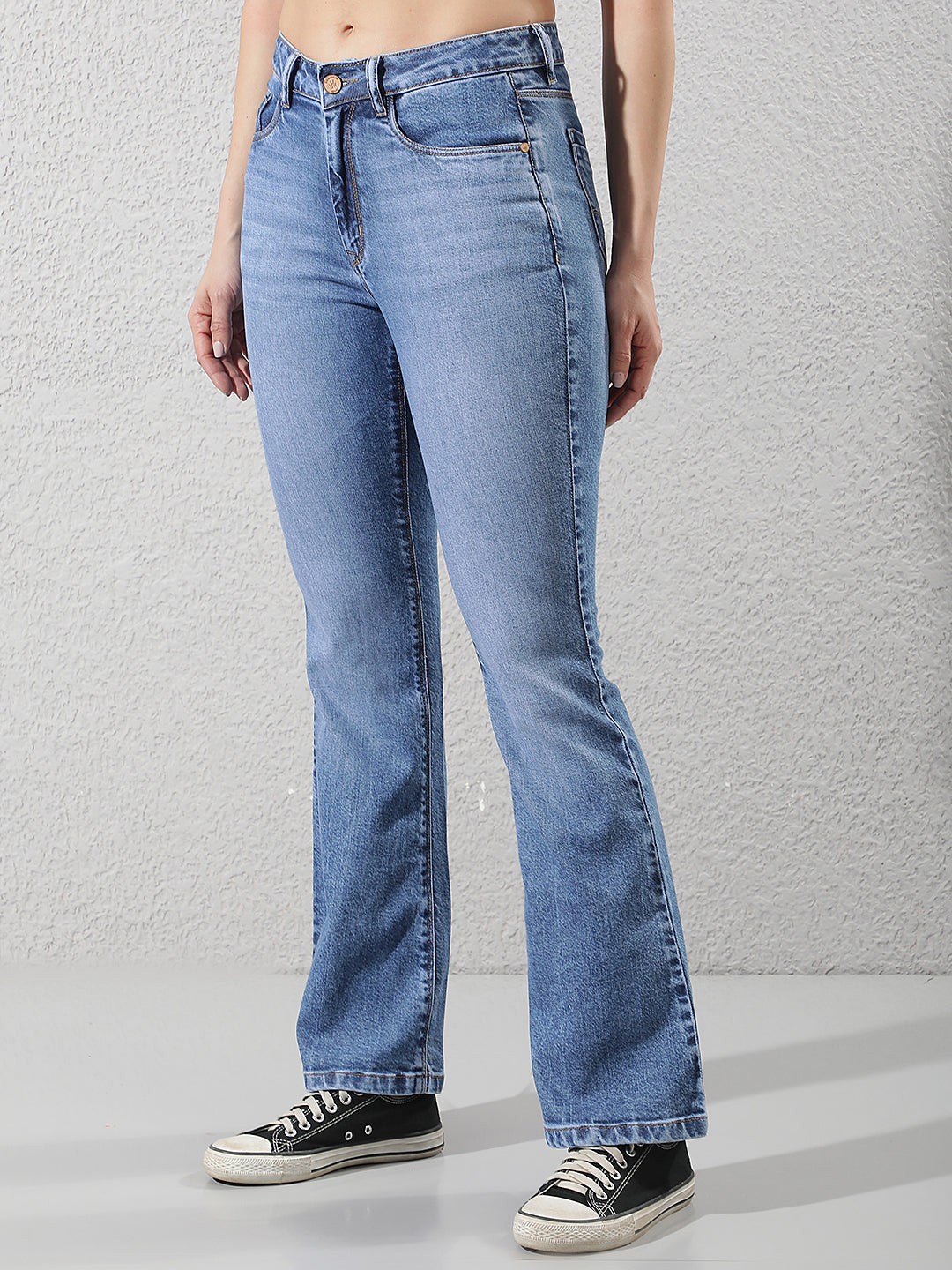 Structured Azure Blue Bootcut Jeans