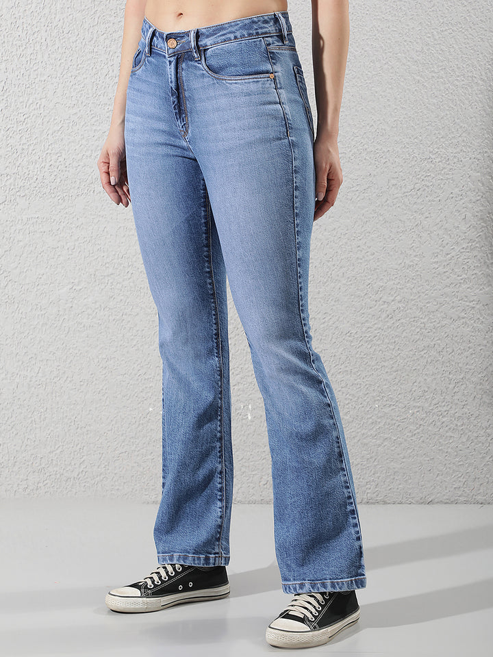 Structured Azure Blue Bootcut Jeans