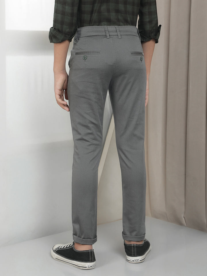 Grey Cotton Stretchable Trousers