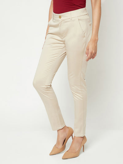 Beige Straight Trousers