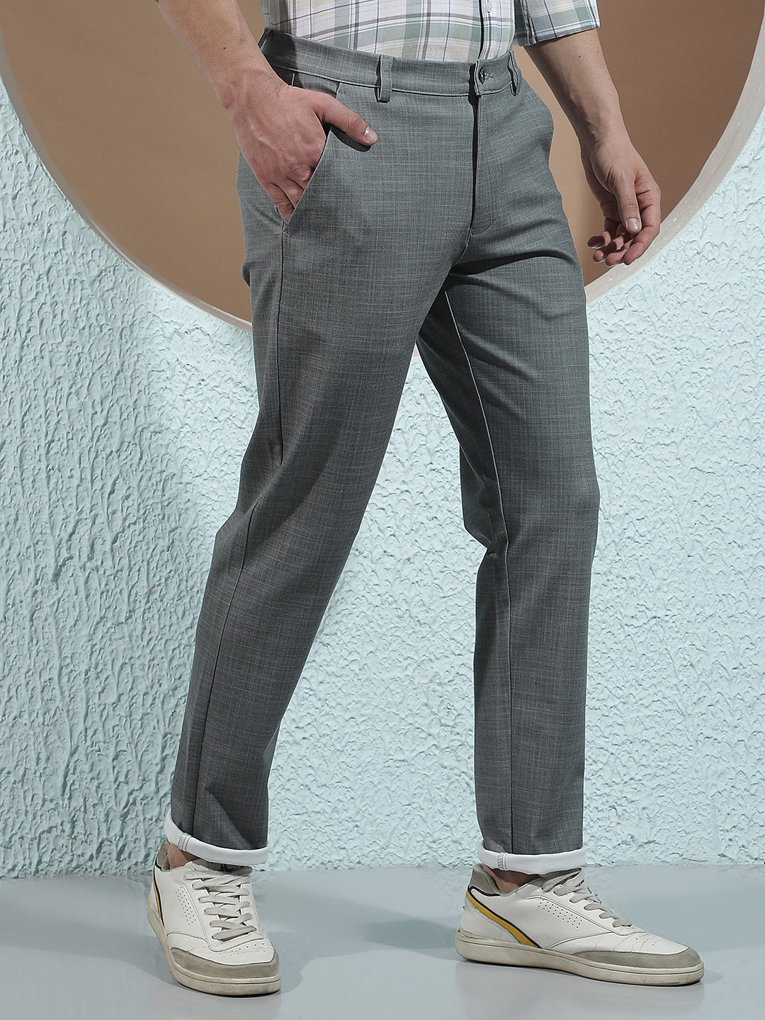 Grey Refined Knitted Style Trousers