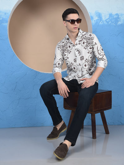 Brown Floral Print Shirt