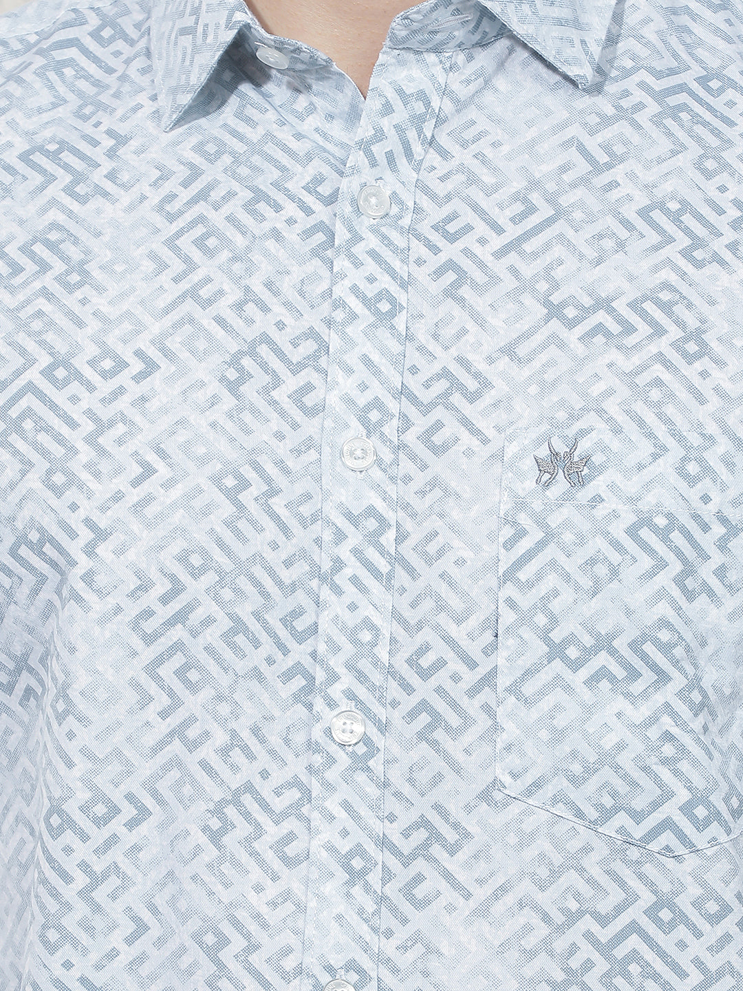 Sky Blue Abstract Print Shirt