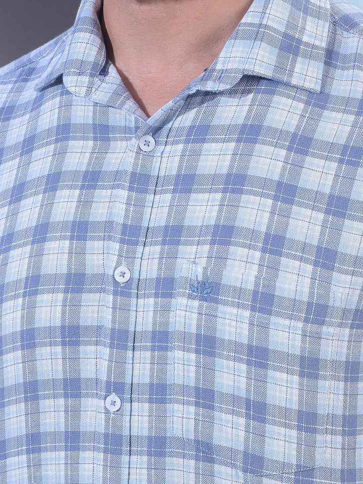 Blue Checked 100% Cotton Shirt