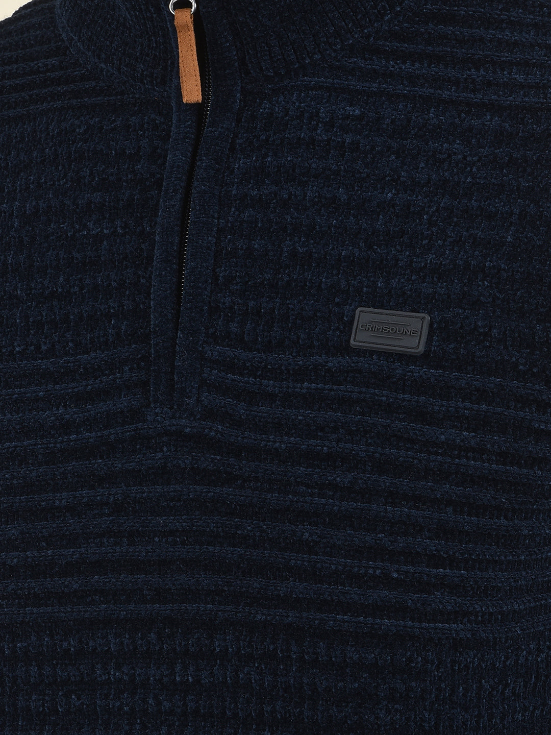 Navy Blue Jacquard Knitted Sweater