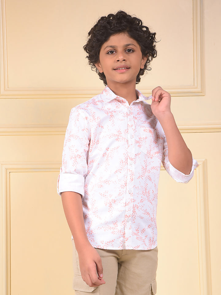 Peach Floral Print Shirt