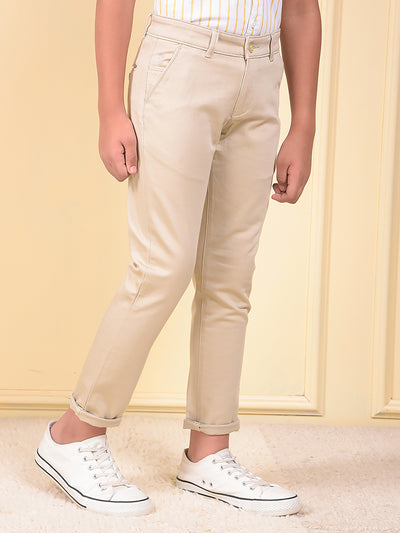 Beige Printed Trousers