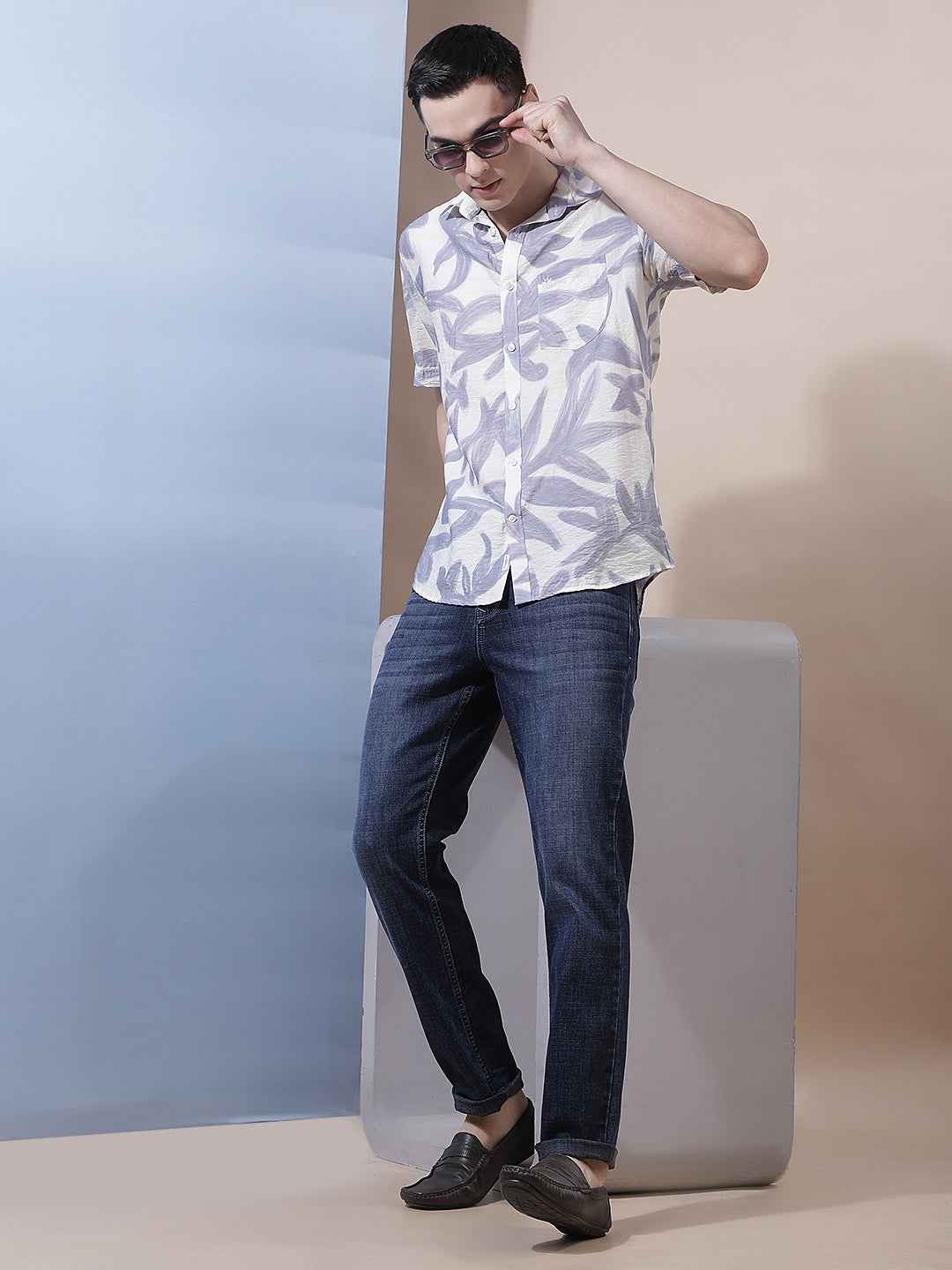 Purple Floral Printed Shirt