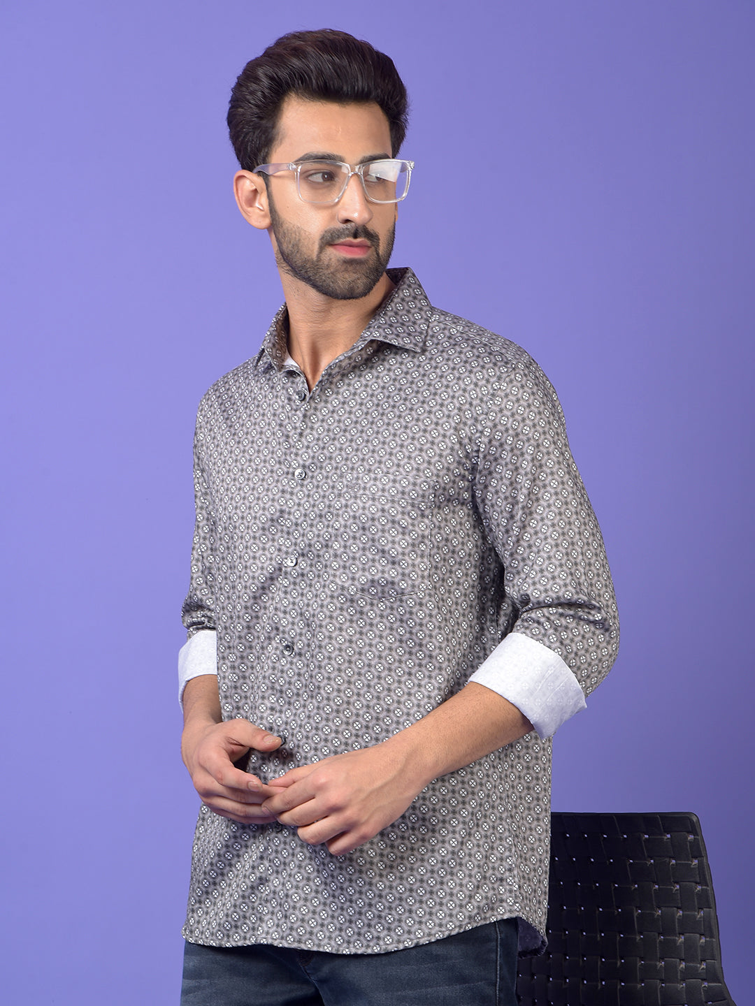 Grey Printed Shirt