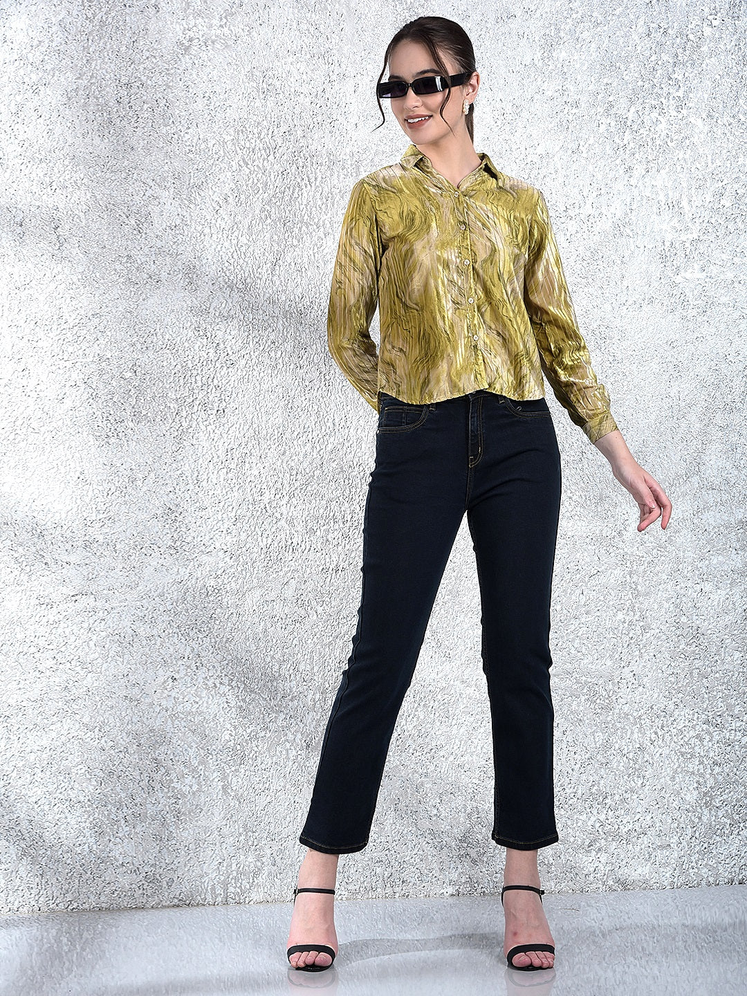 Olive Abstract Print Shirt