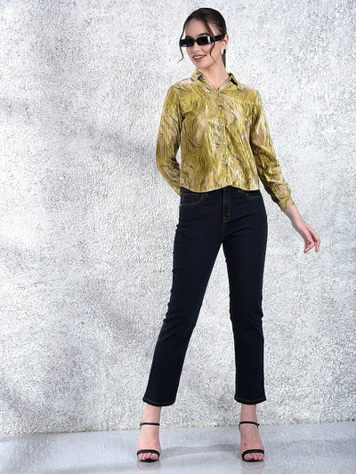 Olive Abstract Print Shirt