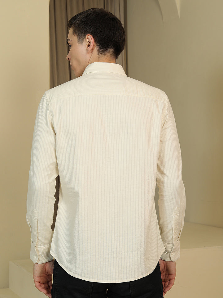 Tailored Taupe Beige Striped Shirt