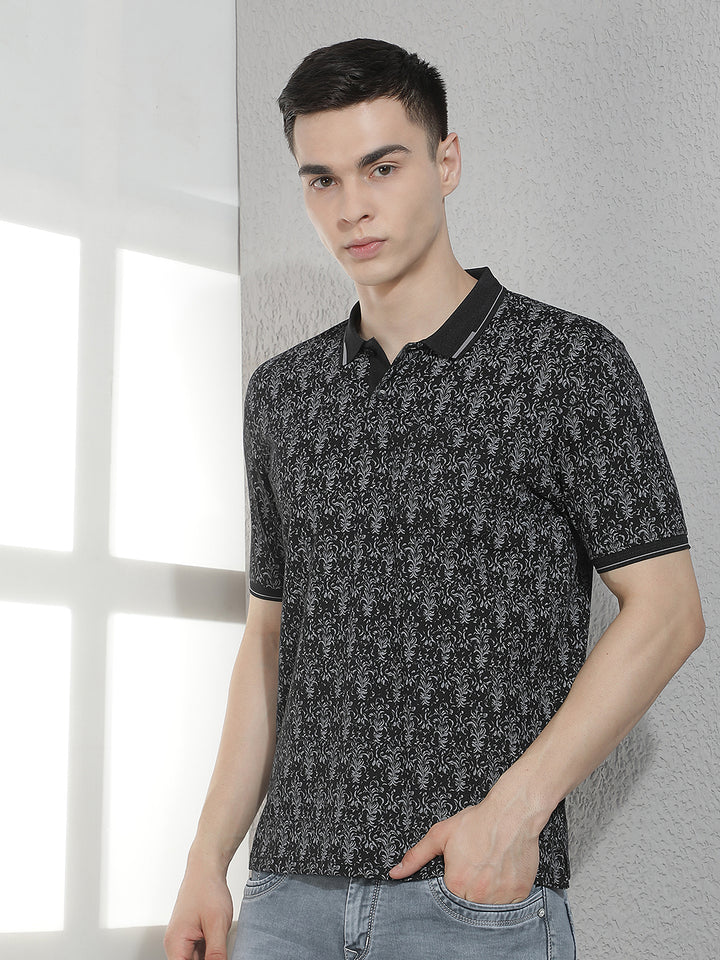 Black Floral Print T-Shirt