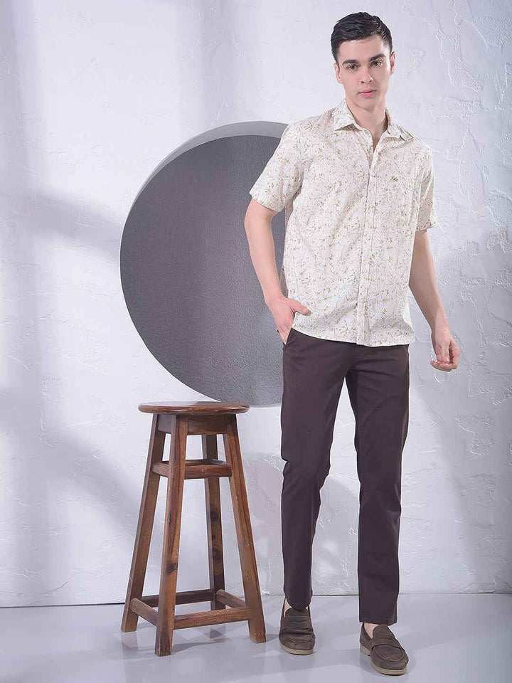 Olive Floral Print Shirt