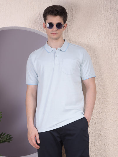 Blue Polo-Neck T-Shirt