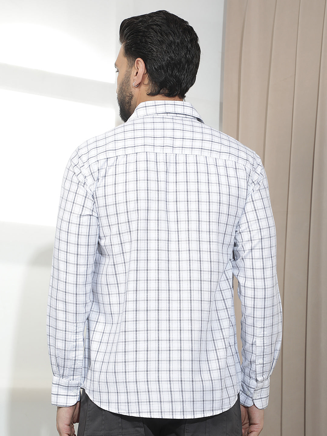 Chic Arctic White Checked Shirt