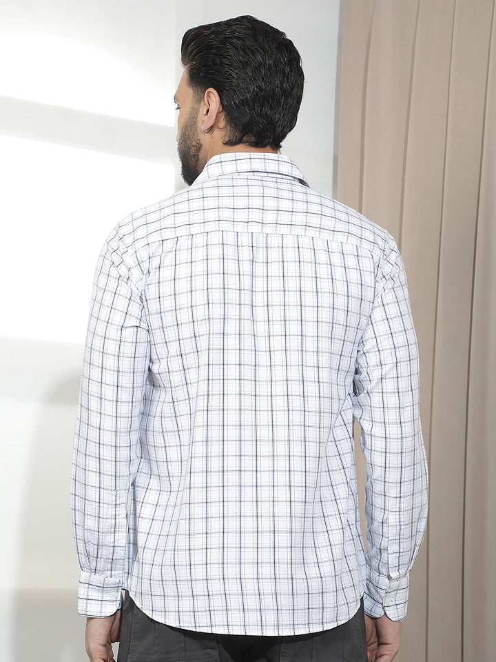 Chic Arctic White Checked Shirt