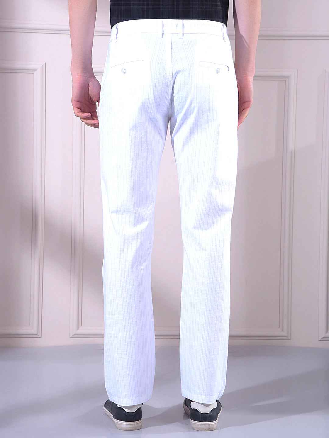White Vertical Stripes Trousers