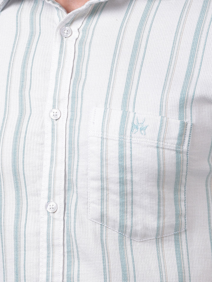 White Vertical Stripes 100% Cotton Shirt