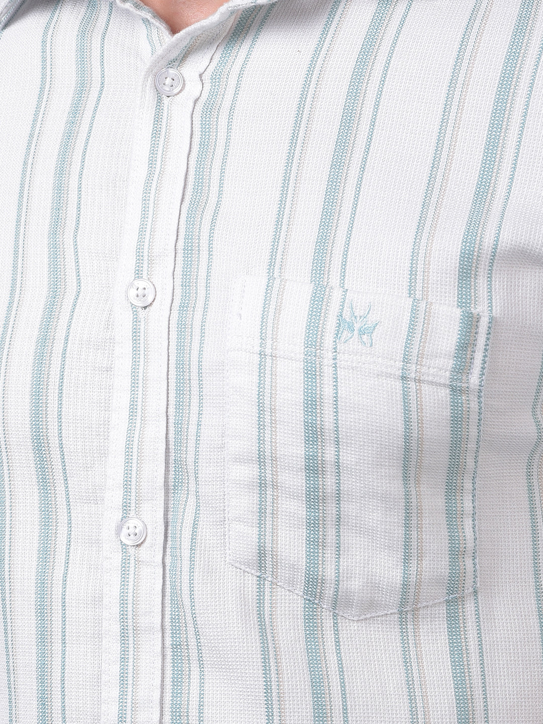 White Vertical Stripes 100% Cotton Shirt