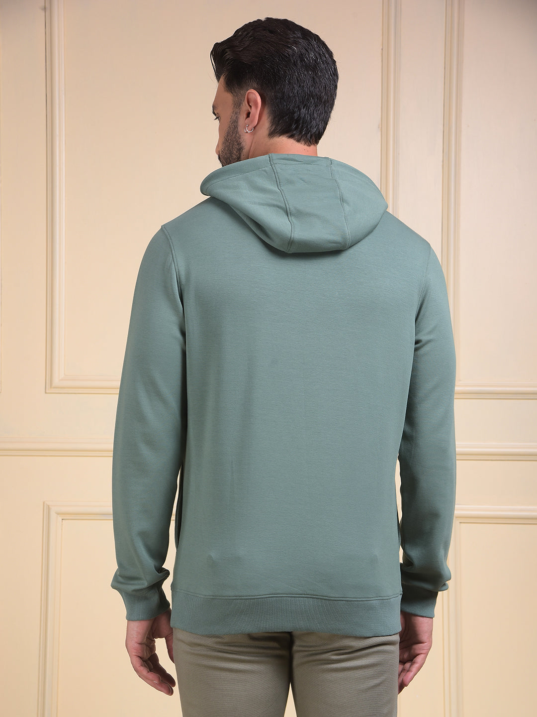 Green Embroidered Hooded Neck Sweatshirt