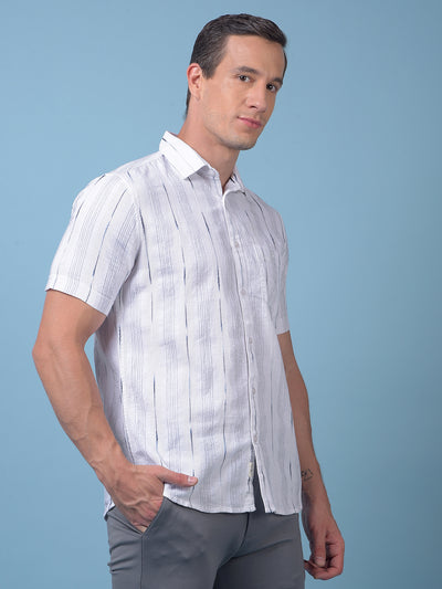 White Vertical Stripes 100% Cotton Shirt