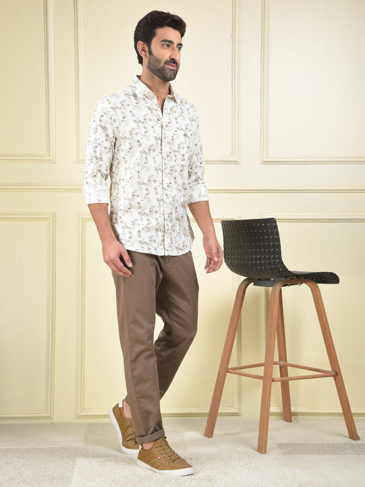 True Form Beige Floral Print Shirt