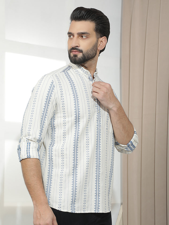 Blue Verical Stripes Shirt