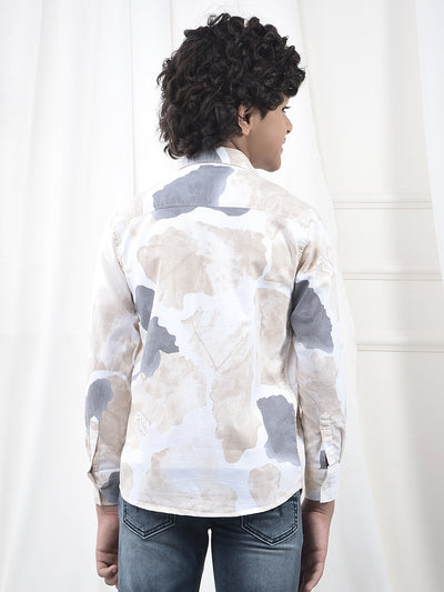 Beige Abstract Print Shirt & T-Shirt Set