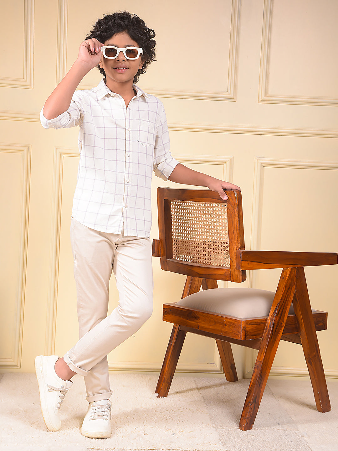 White Checked 100% Cotton Shirt