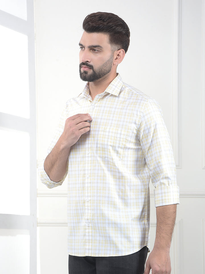 Yellow Checked 100% Cotton Shirt