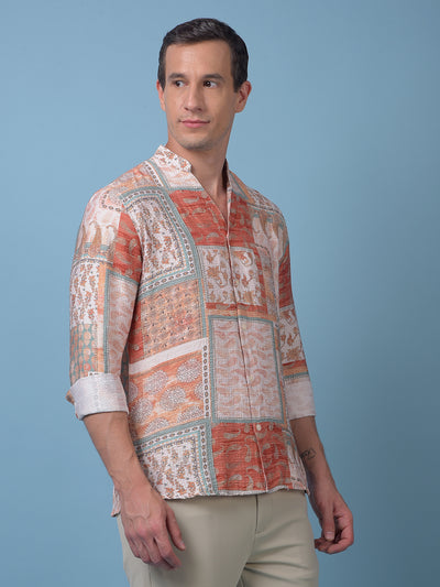 Orange Printed Shirt