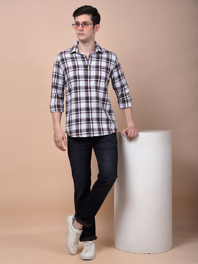 Wine Checked 100% Cotton Shirt