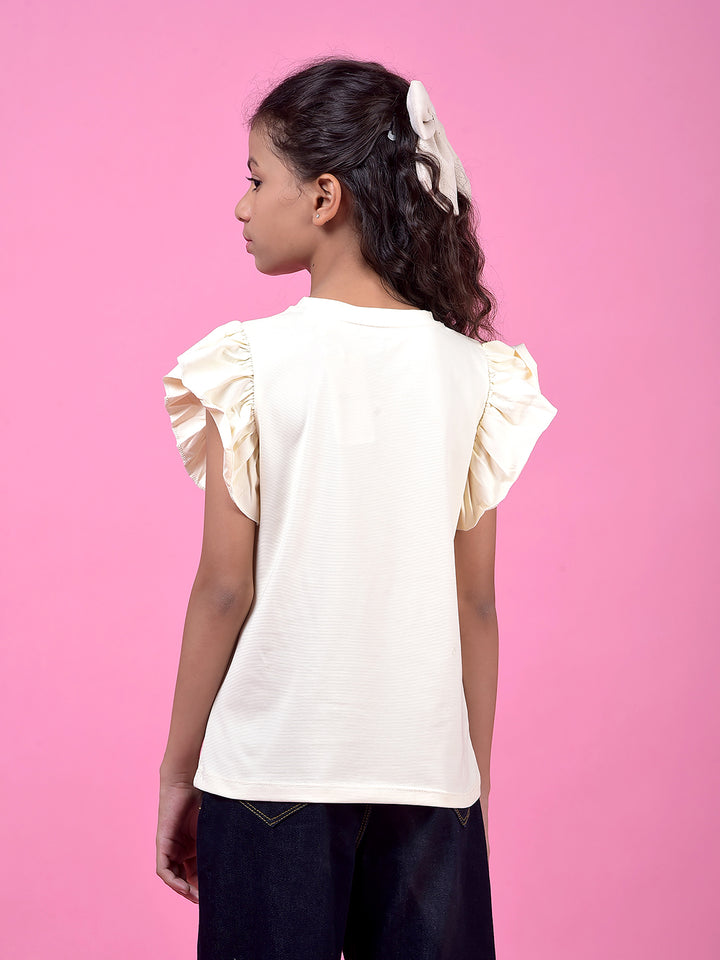 Cream Graphic Print T-Shirt