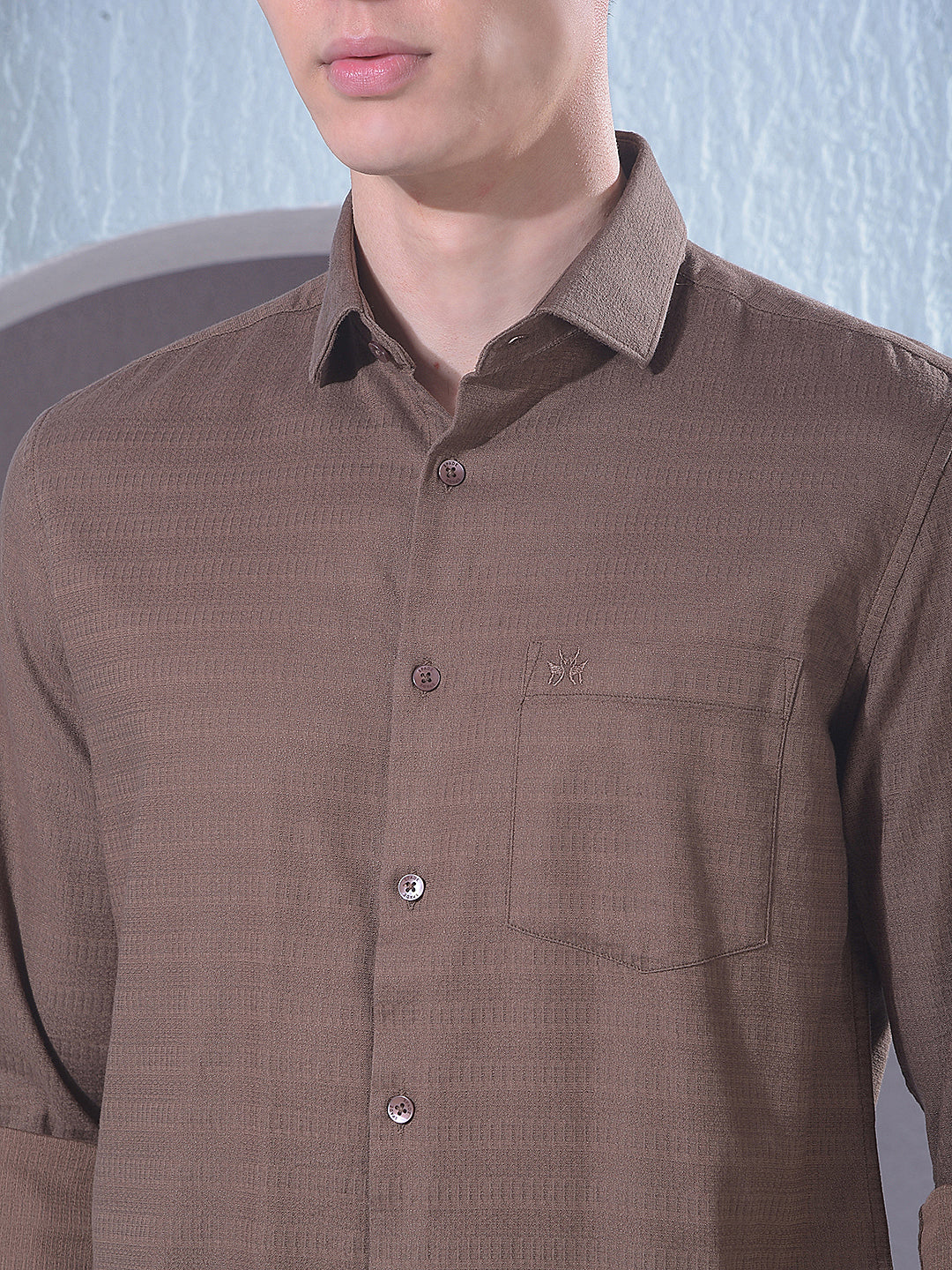 Rich Brown Jacquard Shirt