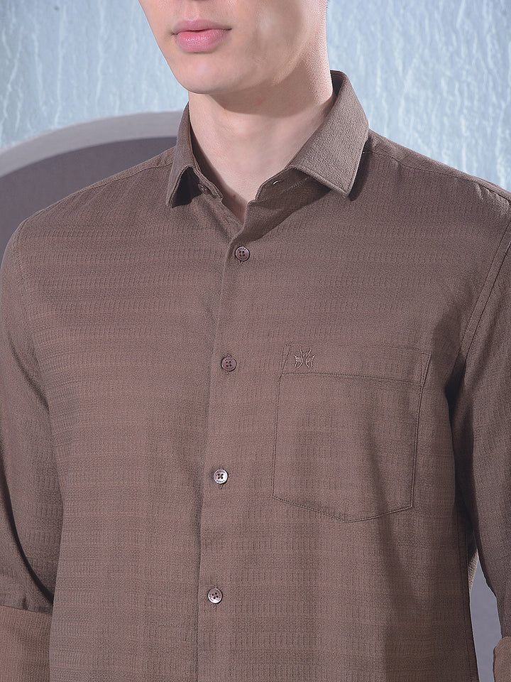 Rich Brown Jacquard Shirt
