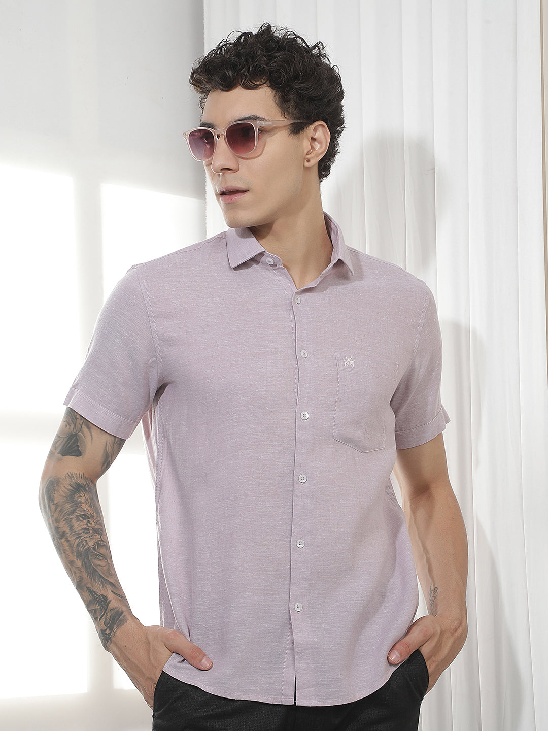 Modern Mauve Casual Linen Shirt